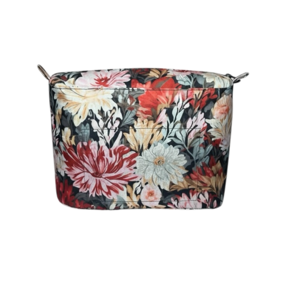 DYB PETITE 2.0 Handle Classic Pique Tote- Insert in Red & Yellow floral Print - Image 1