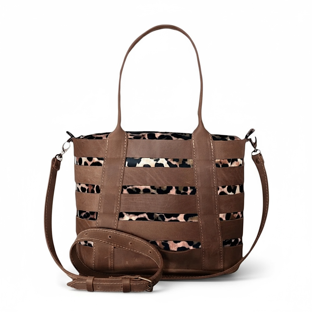 IMG_0809 Classic Pique in Brown with New Animal Print Insert (Complete Bag) - Image 1