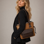 Deluxe Style - Petite Lianay 2.0 in Tan & Dark brown Handle & Pocket with Animal