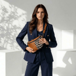 The Moonbag in Tan Leather with Zebra panel - Image 3