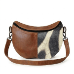 The Moonbag in Tan Leather with Zebra panel