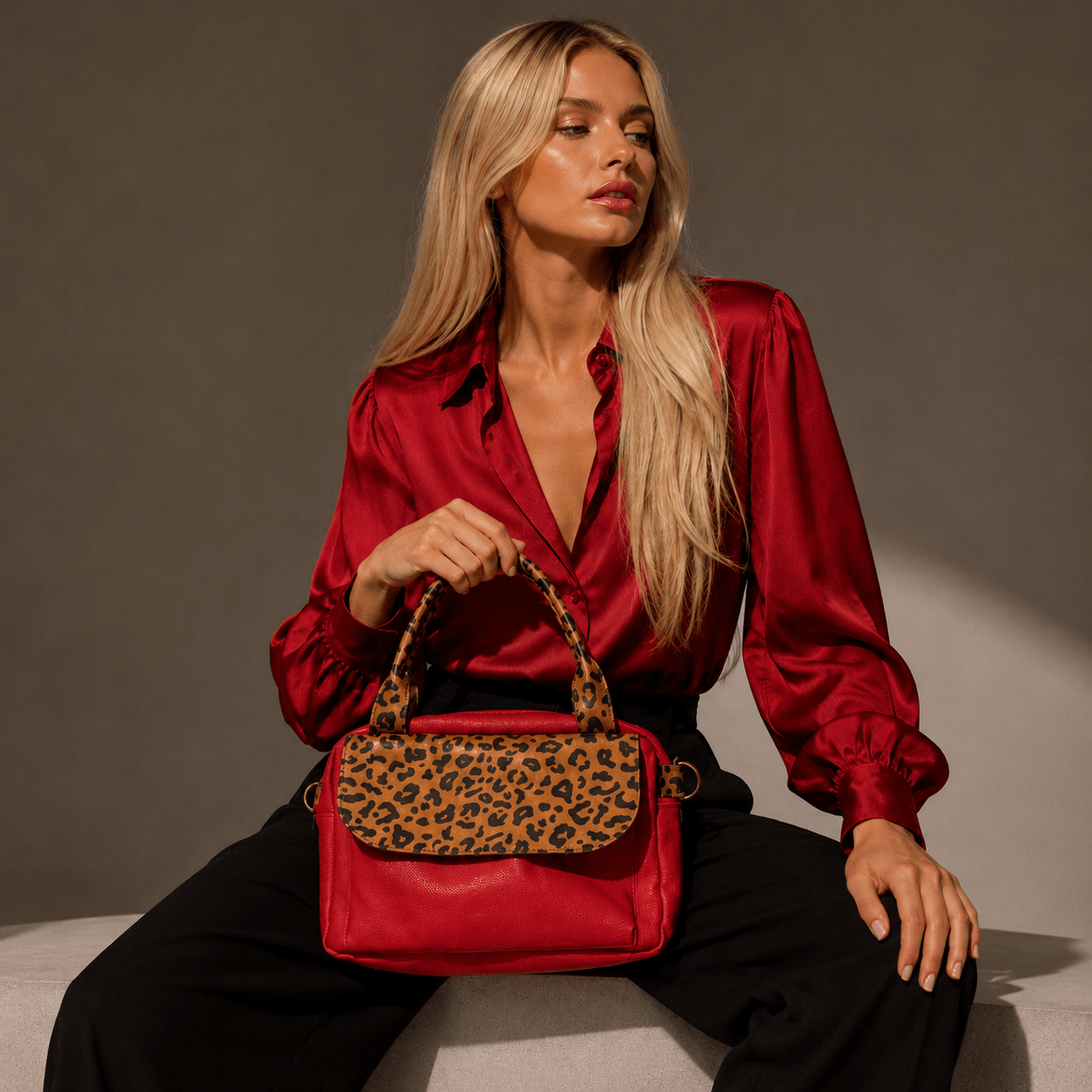 E2B7AB4C-95DC-4F6E-9E09-3AE729D02390 The RL Collection— The Tersia in Bright Red with Leopard - Image 1