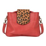 Lindie Crossbody in Aged Rosewood with Tan Leopard Flap (Large)
