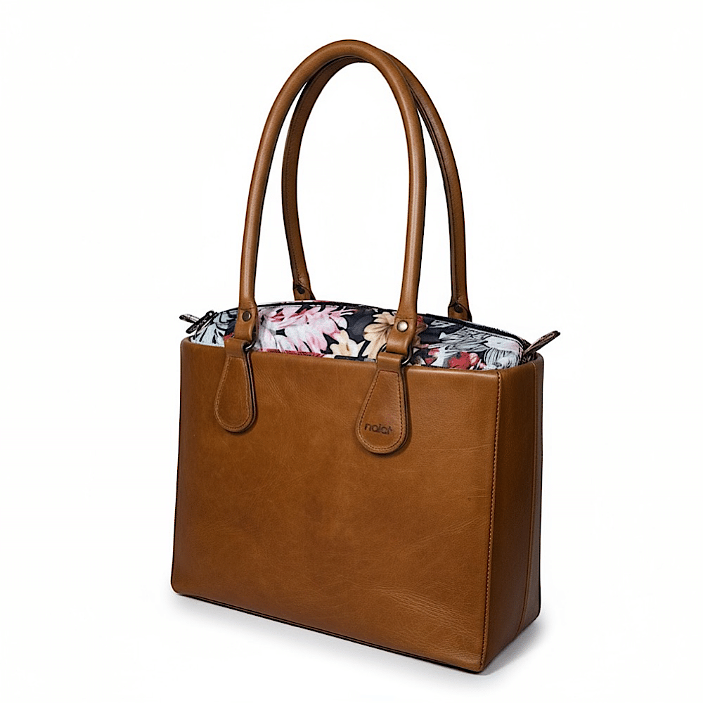 IMG_3531 Original Desiree Leather Complete Bag in Tan with Floral Inner - Image 1